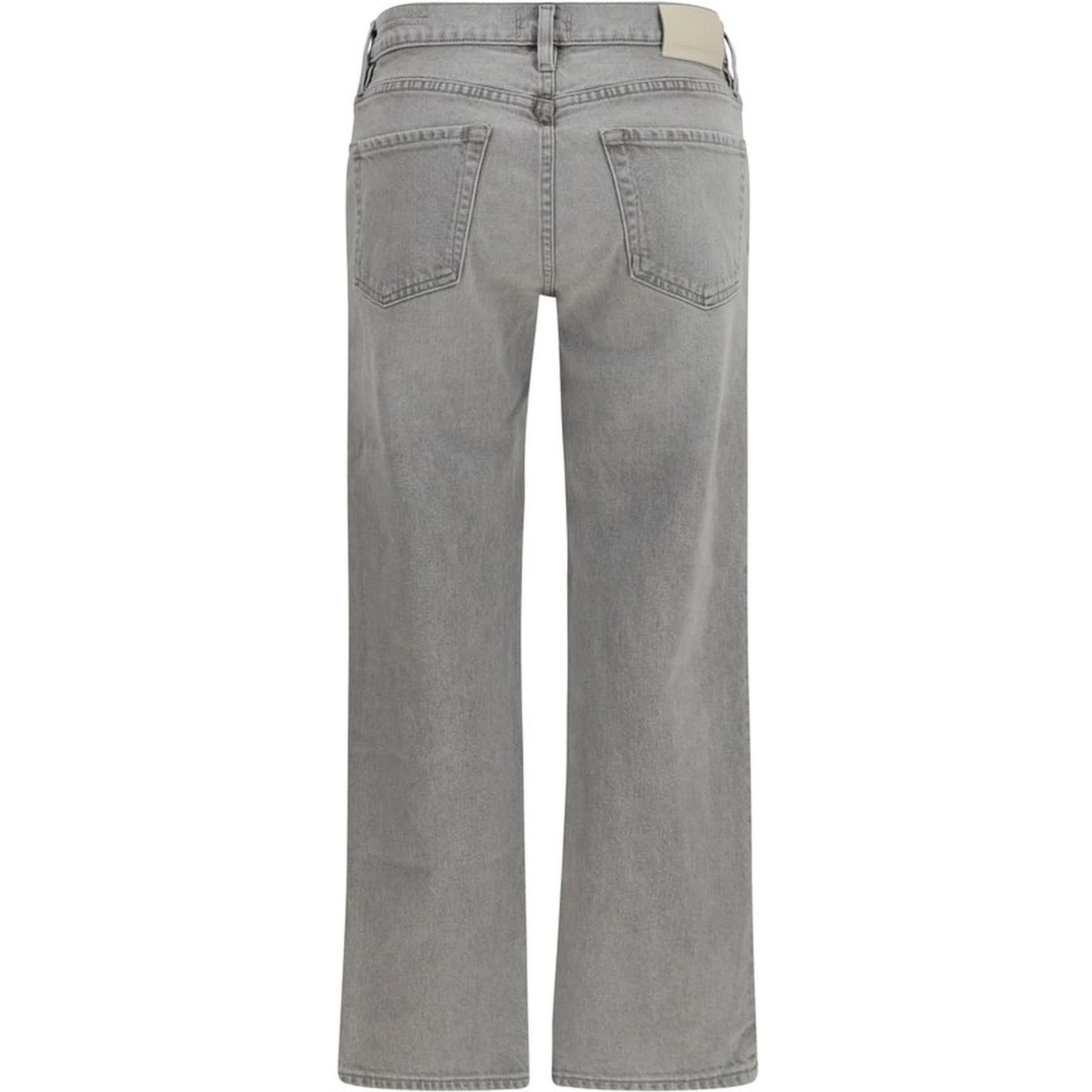 Gray Cotton Straight-Leg Jeans