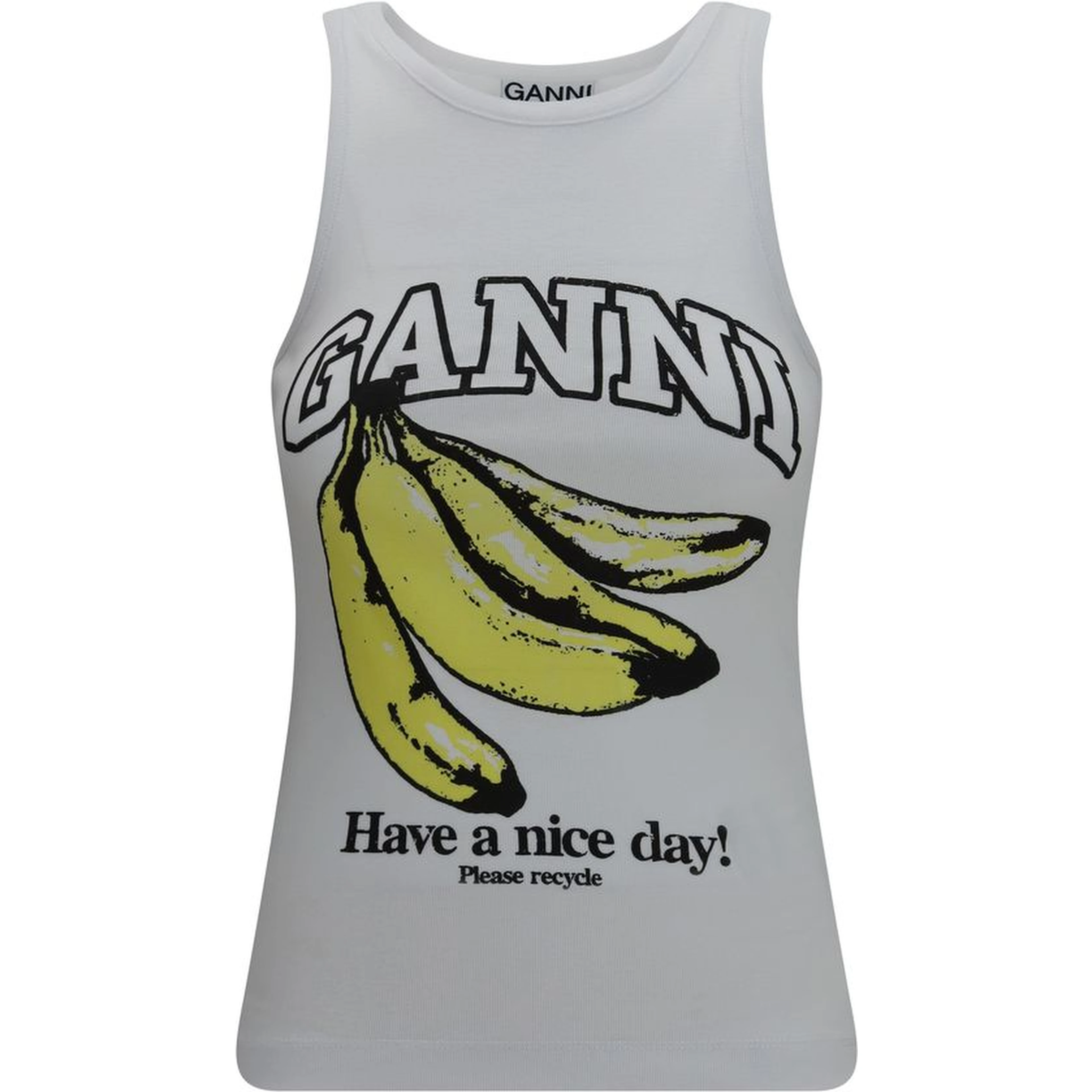 White Cotton Sleeveles T-Shirt