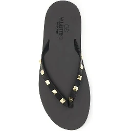 Black Calf Leather Bos Taurus Flip-Flop Sandals