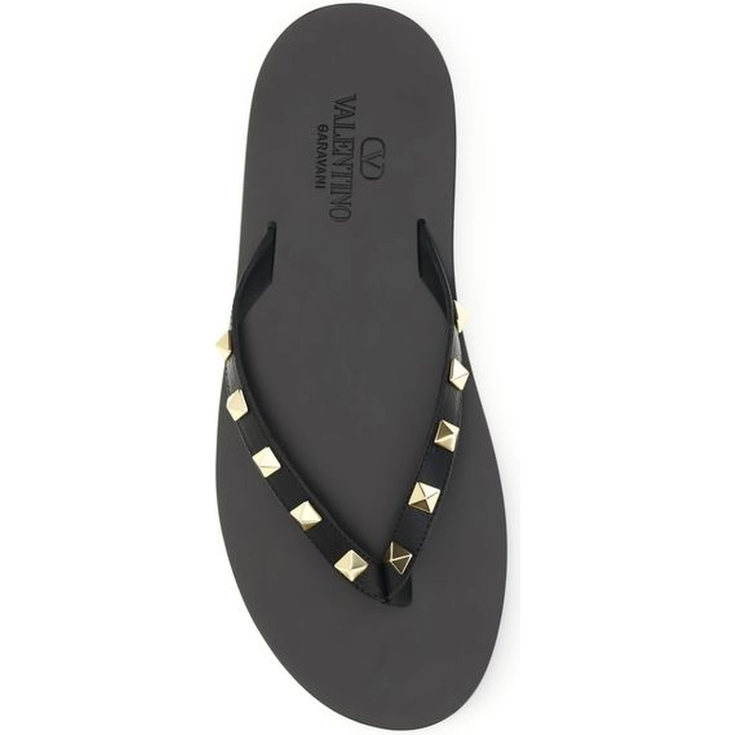 Black Calf Leather Bos Taurus Flip-Flop Sandals