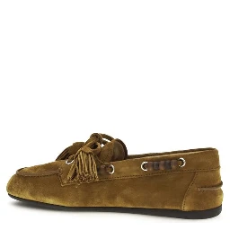 Beige Calf Leather Bos Taurus Slip-On Loafers