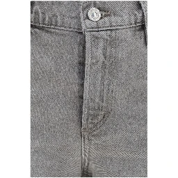 Gray Cotton Straight-Leg Jeans