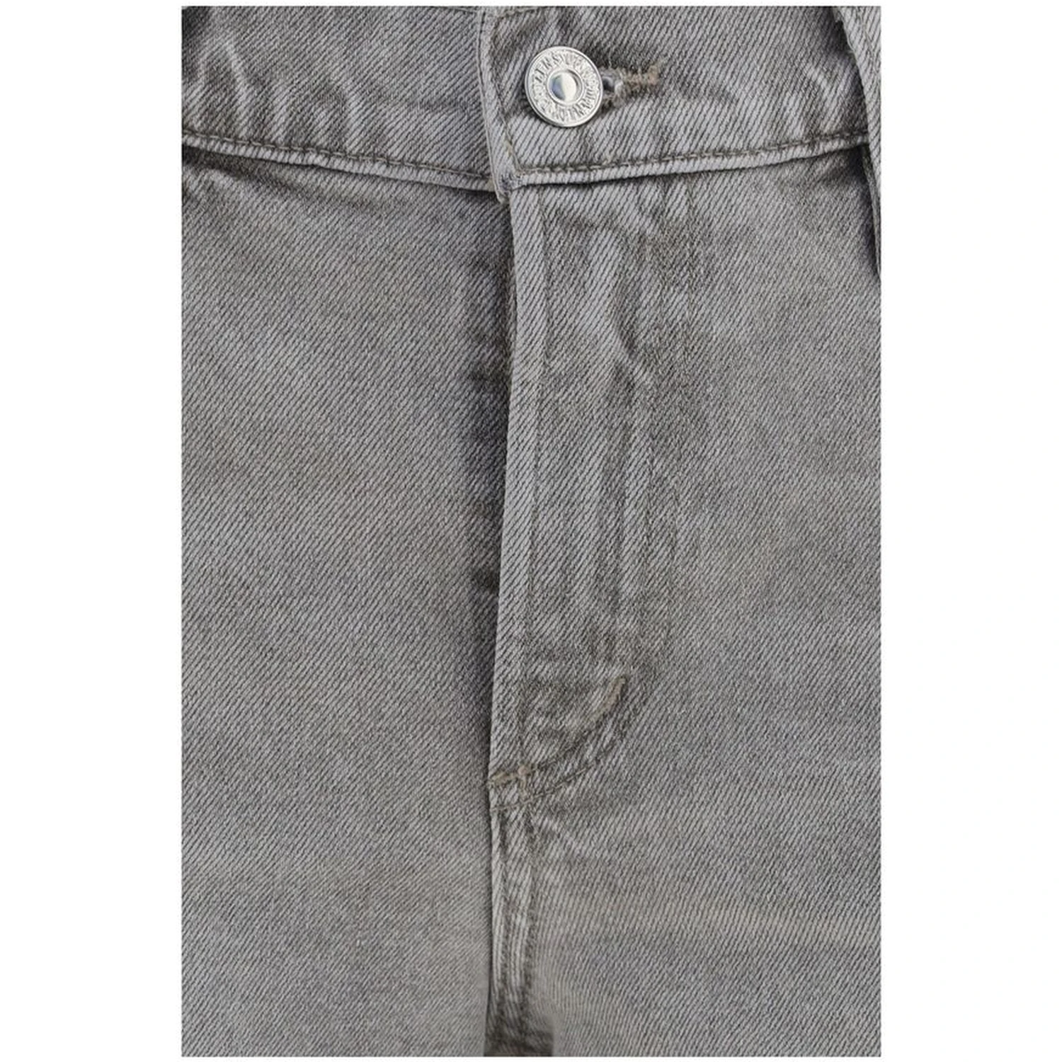 Gray Cotton Straight-Leg Jeans