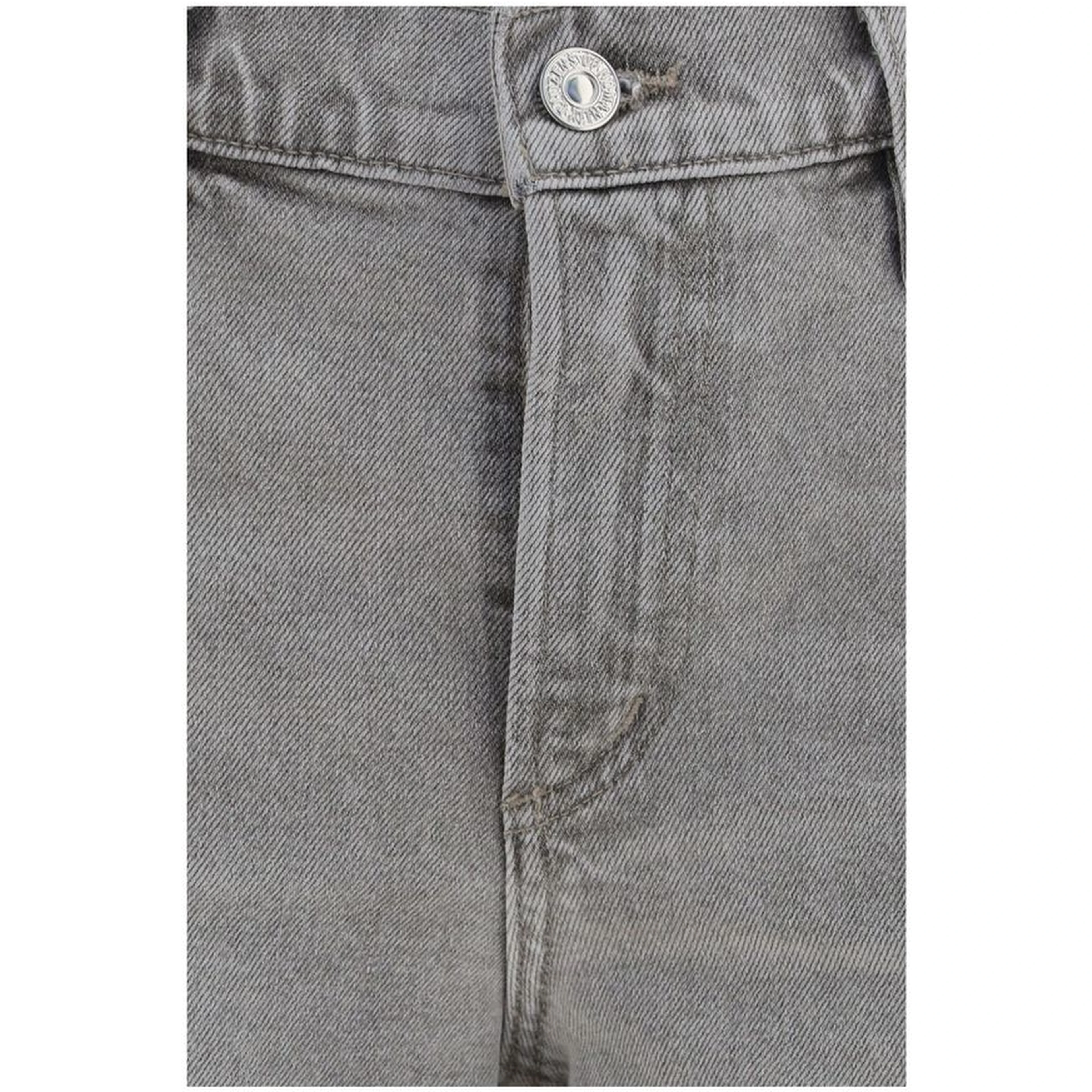 Gray Cotton Straight-Leg Jeans