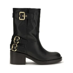 Black Calf Leather Bos Taurus Ankle Boots