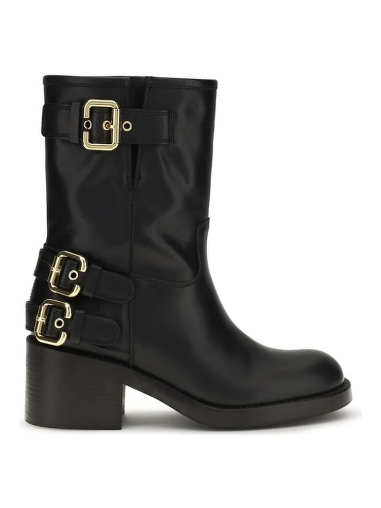 Black Calf Leather Bos Taurus Ankle Boots