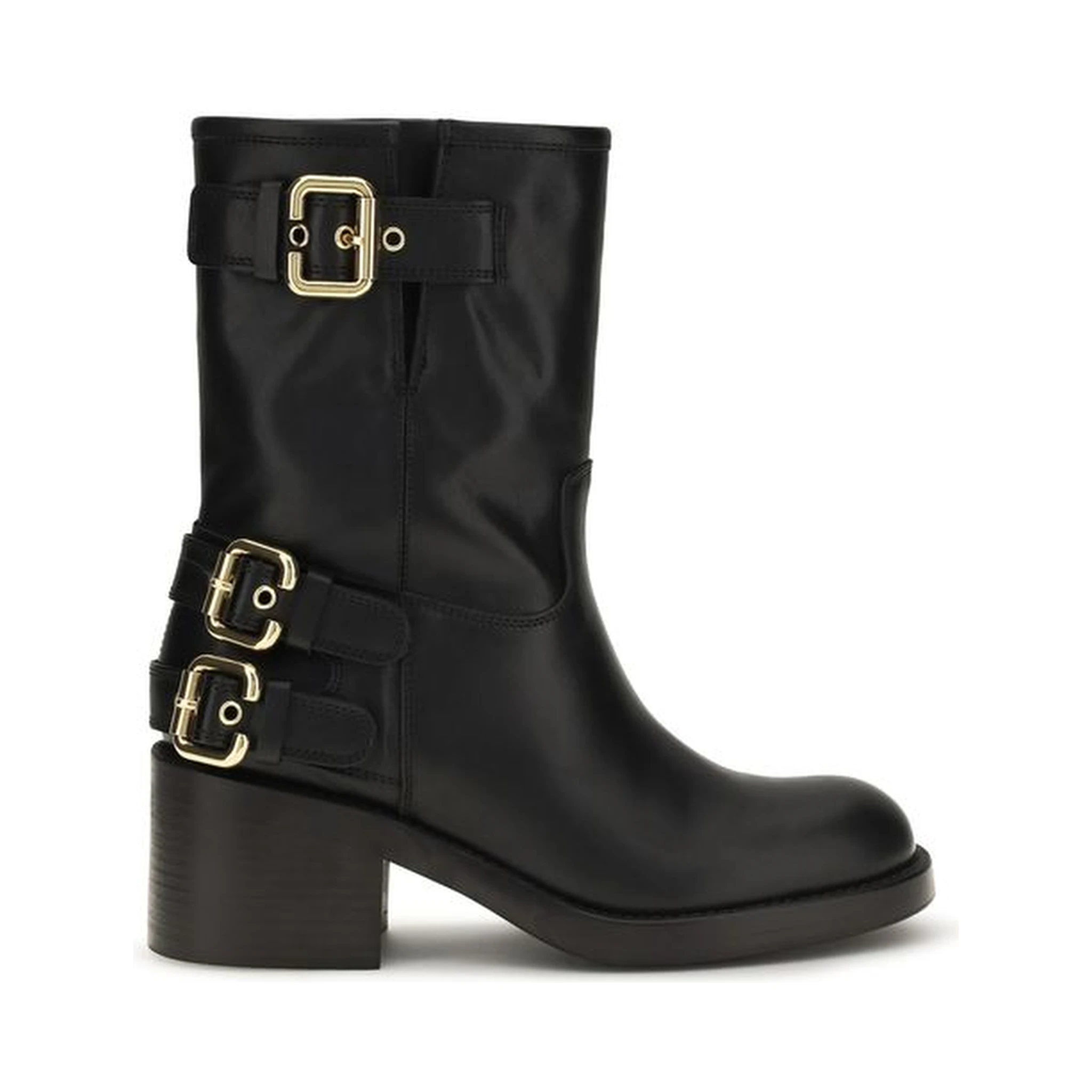 Black Calf Leather Bos Taurus Ankle Boots