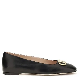 Black Calf Leather Bos Taurus Ballet Flats
