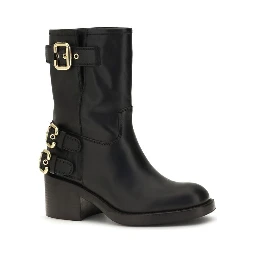 Black Calf Leather Bos Taurus Ankle Boots
