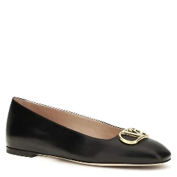 Black Calf Leather Bos Taurus Ballet Flats