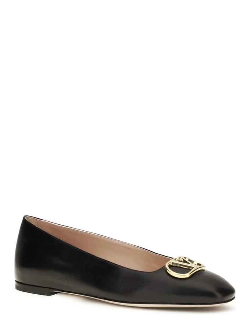 Black Calf Leather Bos Taurus Ballet Flats