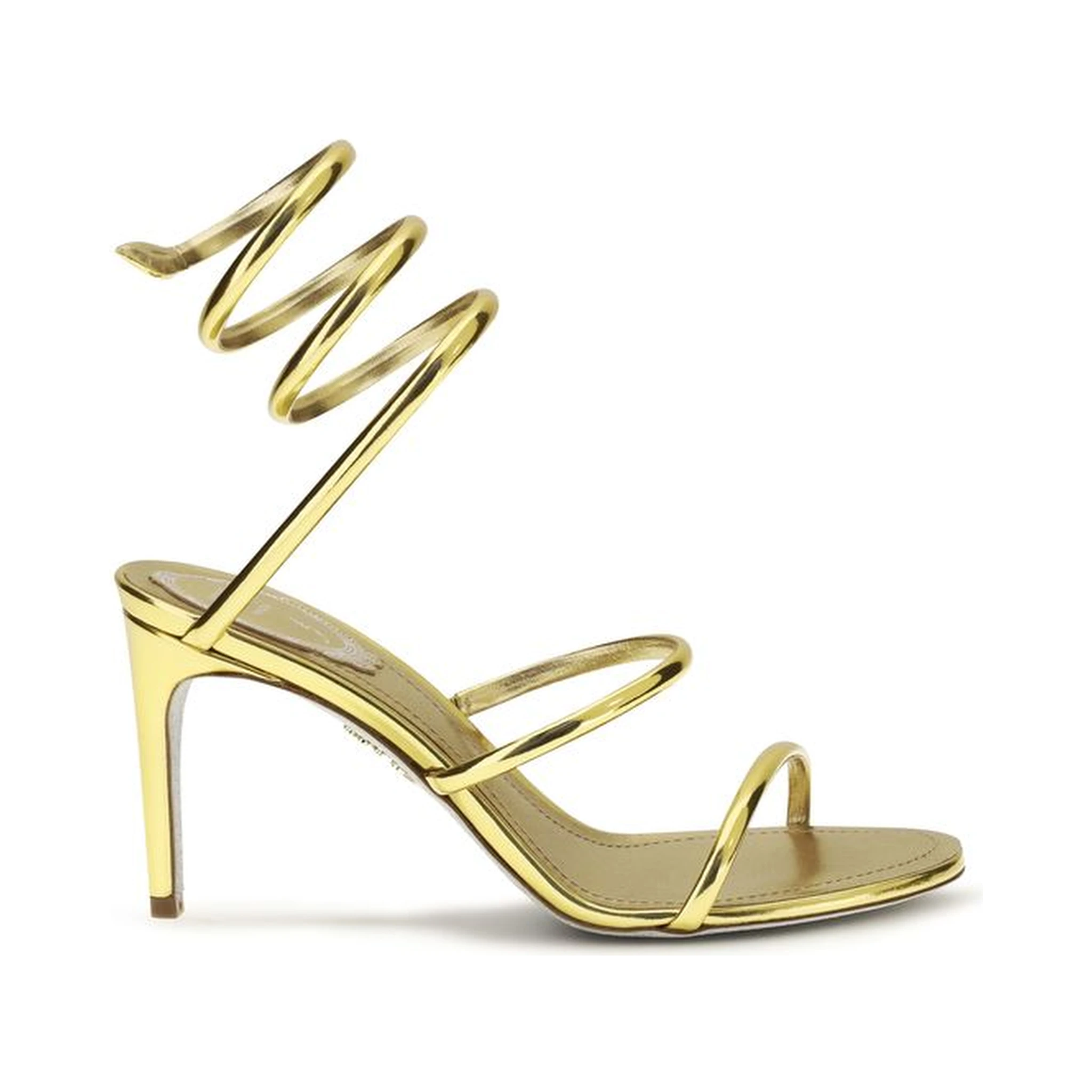 Gold Calf Leather Bos Taurus Stiletto Heel Sandals