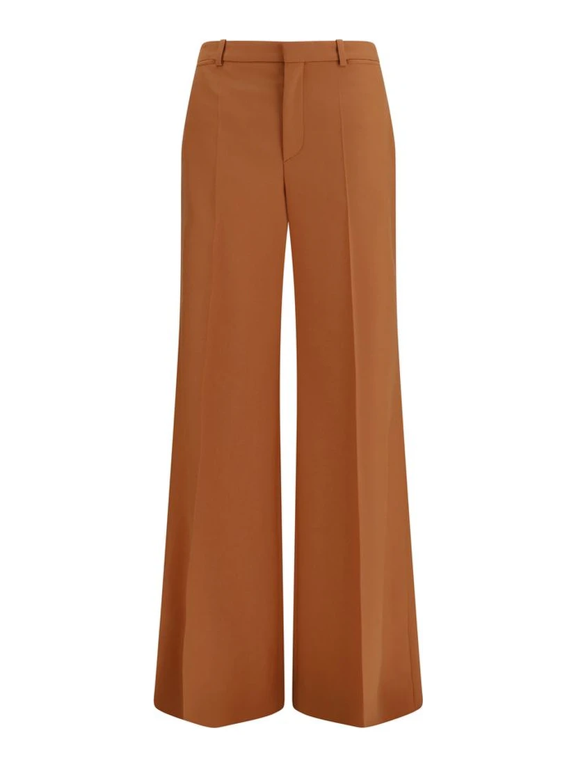 Orange Cotton Flared Pants