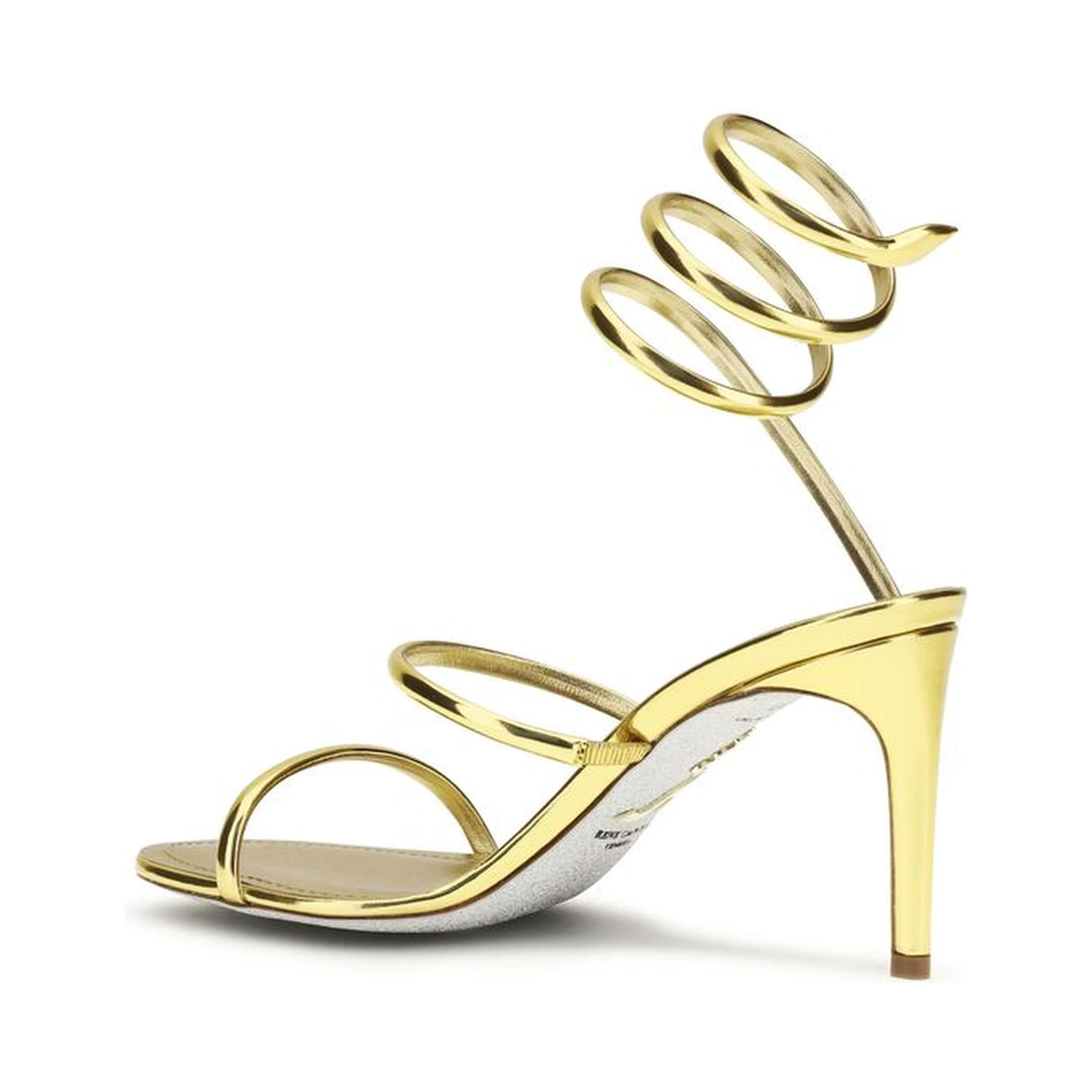 Gold Calf Leather Bos Taurus Stiletto Heel Sandals