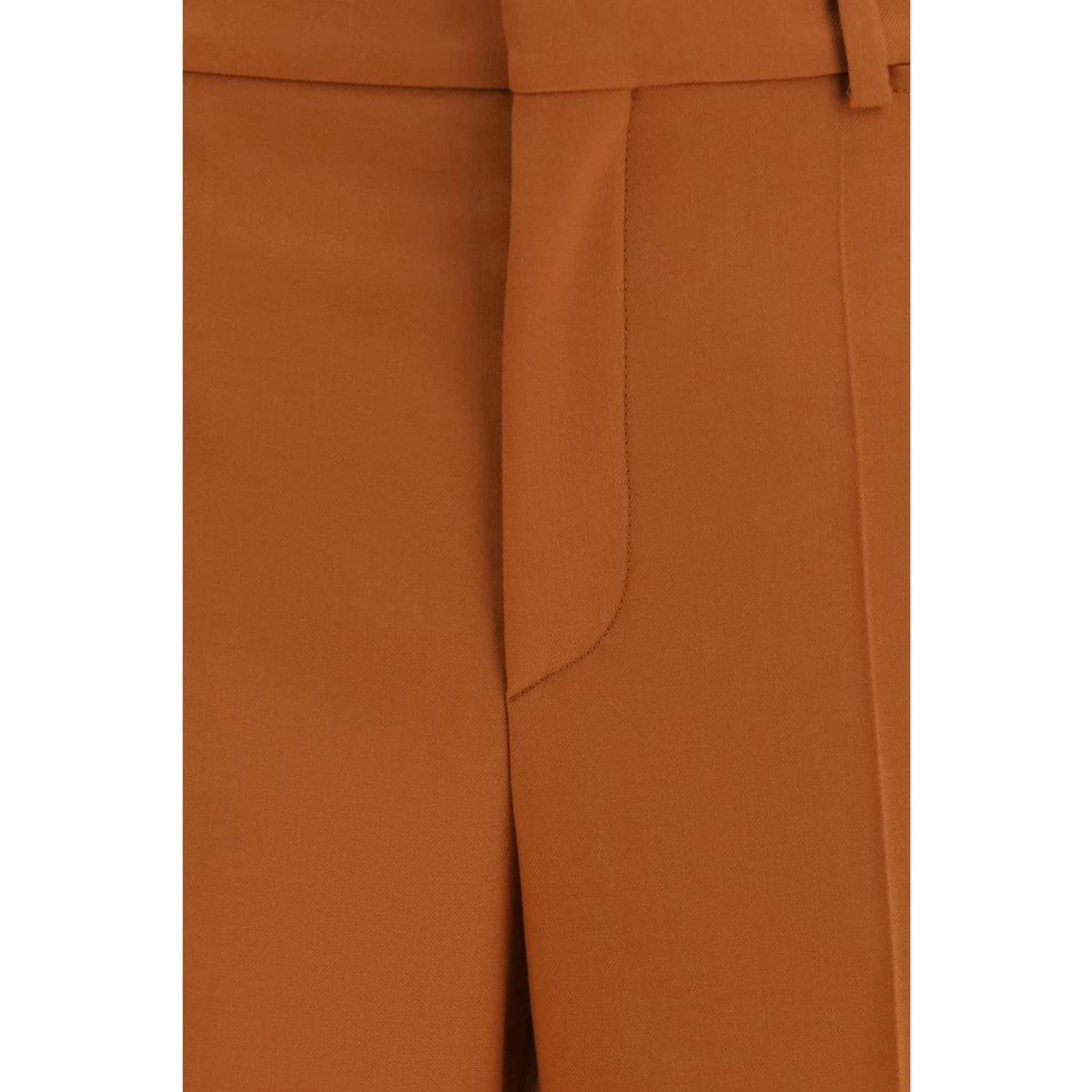 Orange Cotton Flared Pants