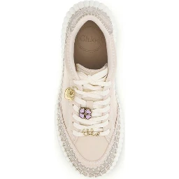 Beige Calf Leather Bos Taurus Platform Sneakers