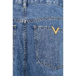 Blue Cotton Straight-Leg Jeans