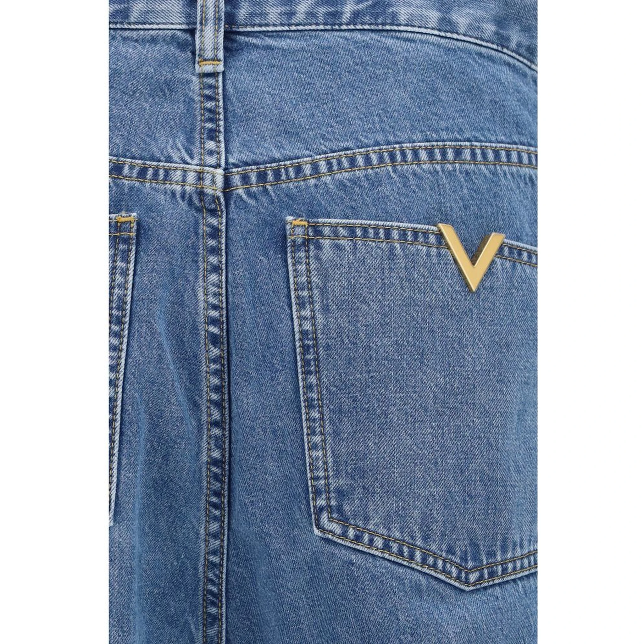 Blue Cotton Straight-Leg Jeans