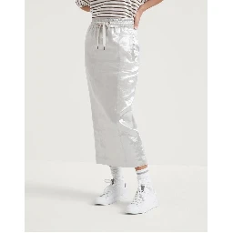 Silver Linen Long Skirt