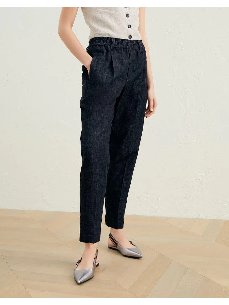 Black Cotton Casual Pants