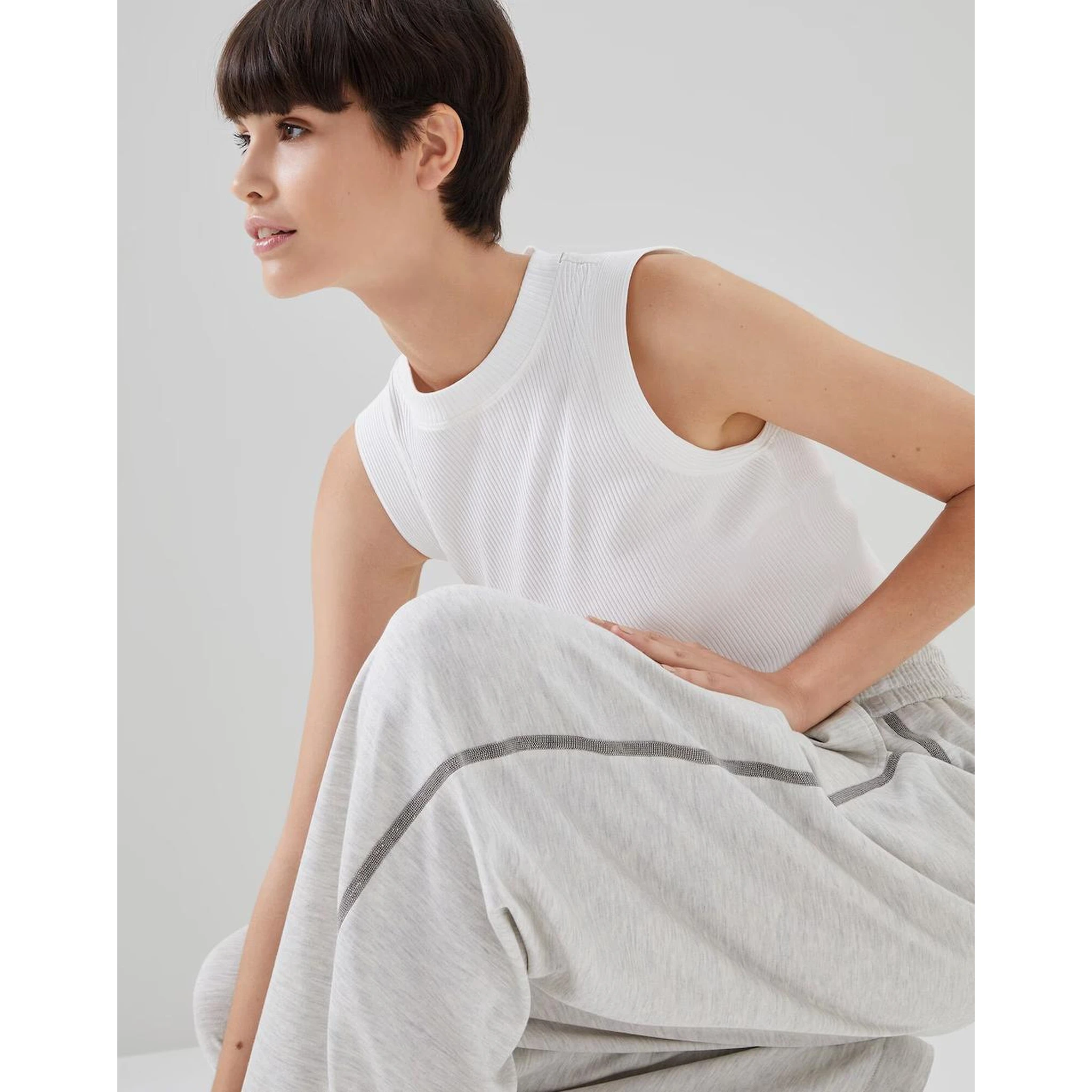 White Cotton Casual Pants
