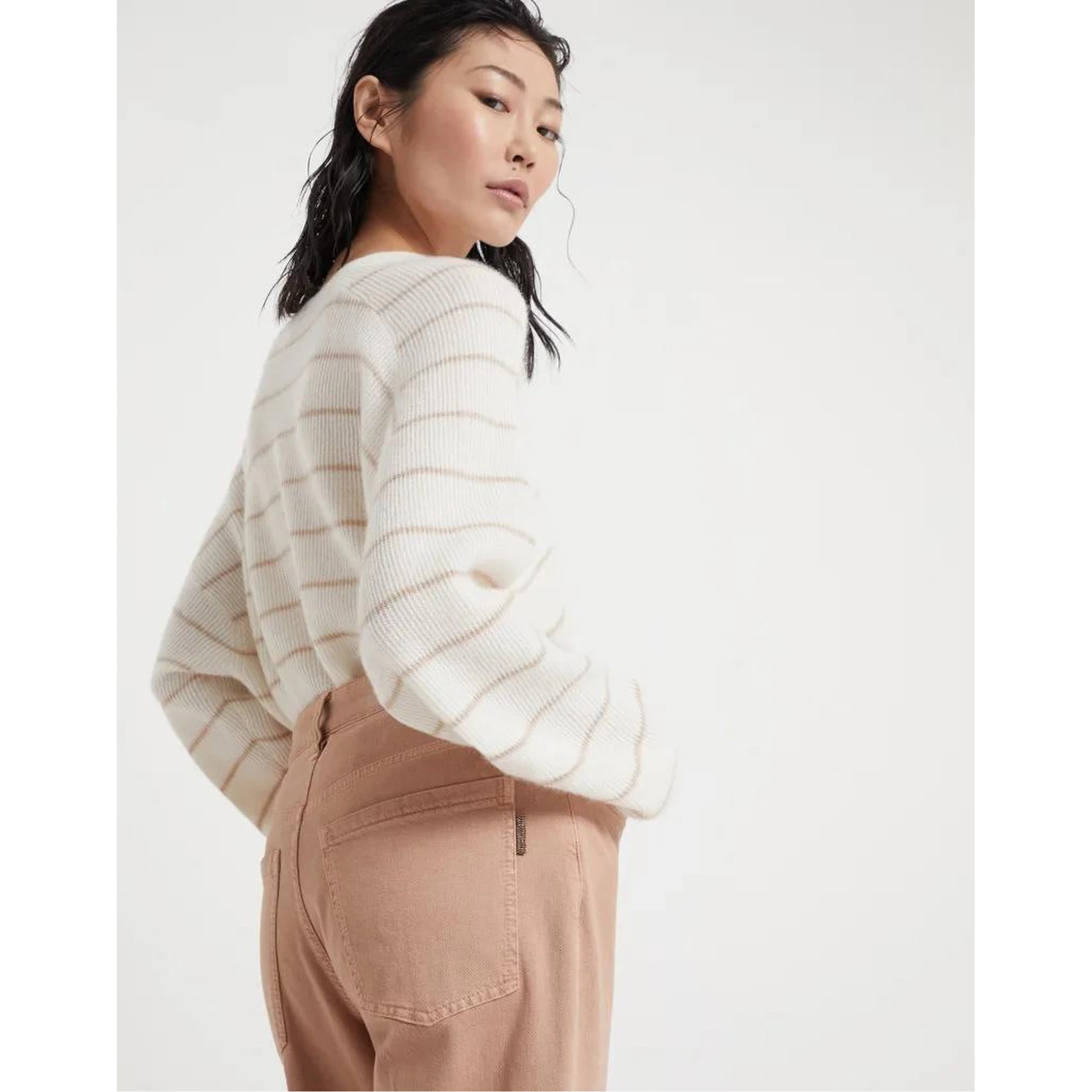 Orange Cotton Casual Pants