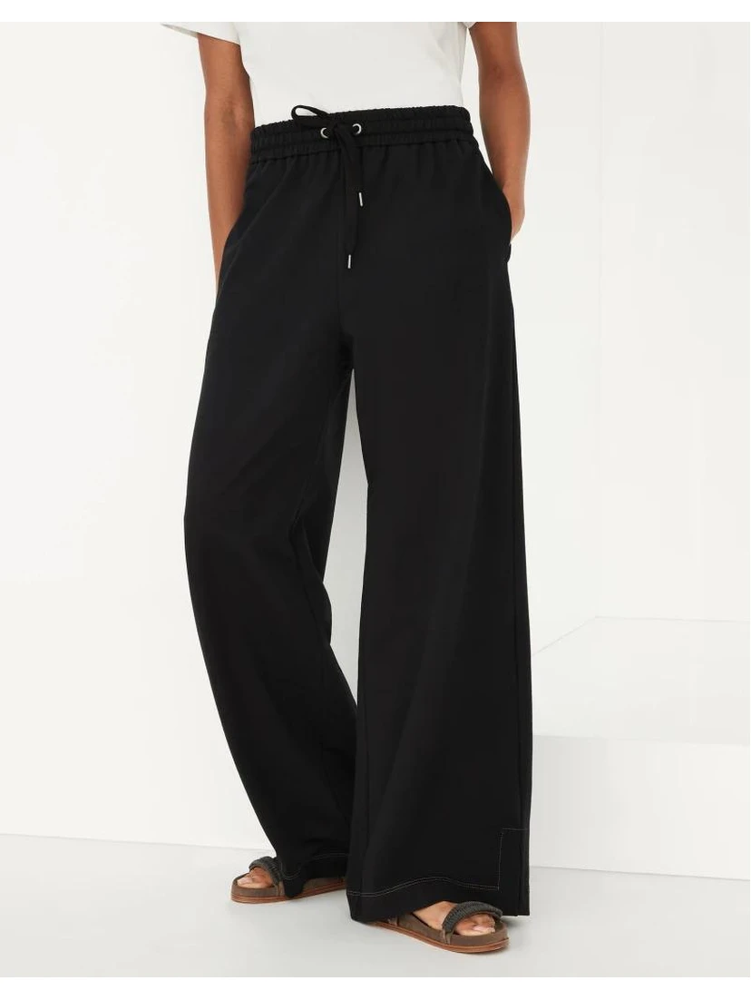 Black Cotton Casual Pants