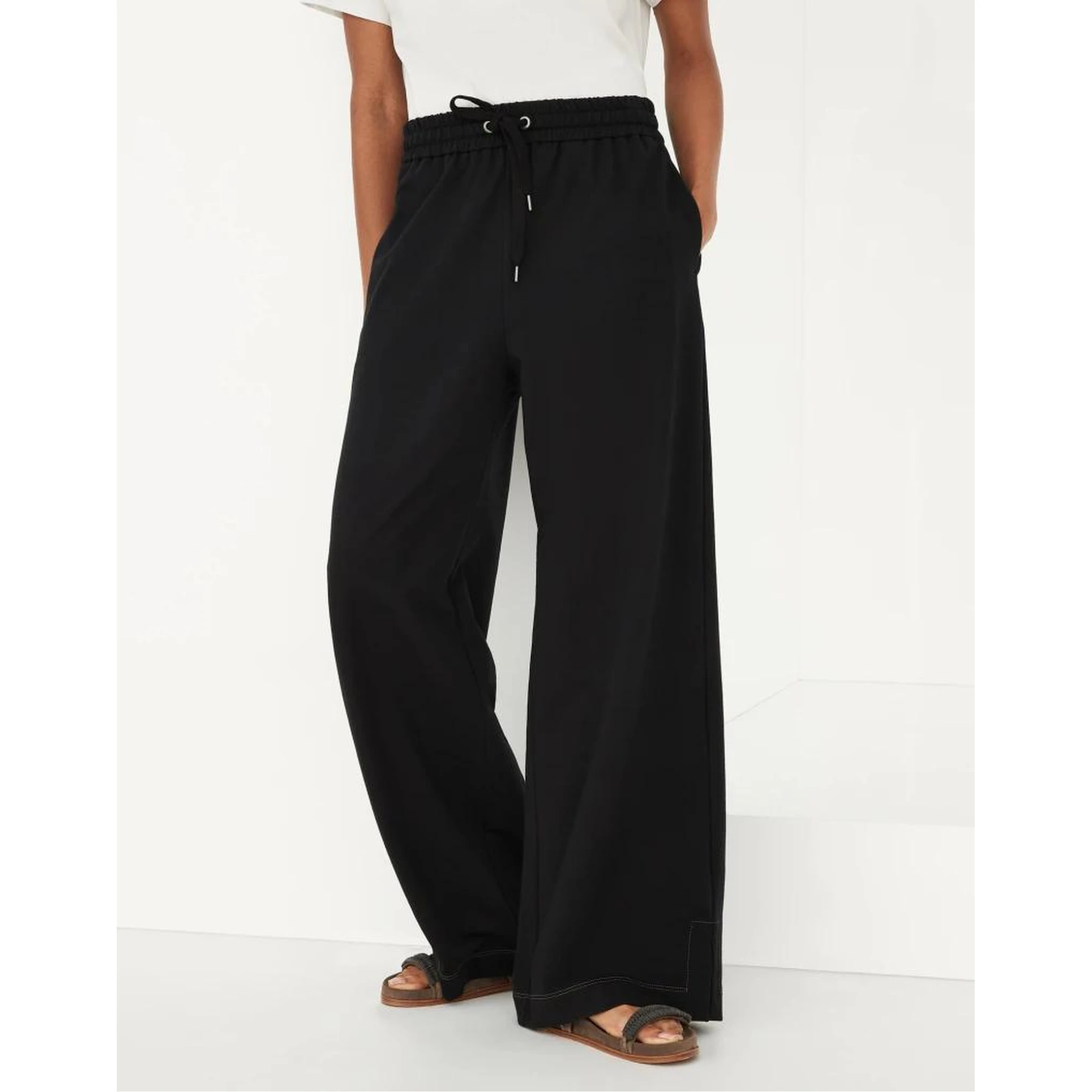Black Cotton Casual Pants