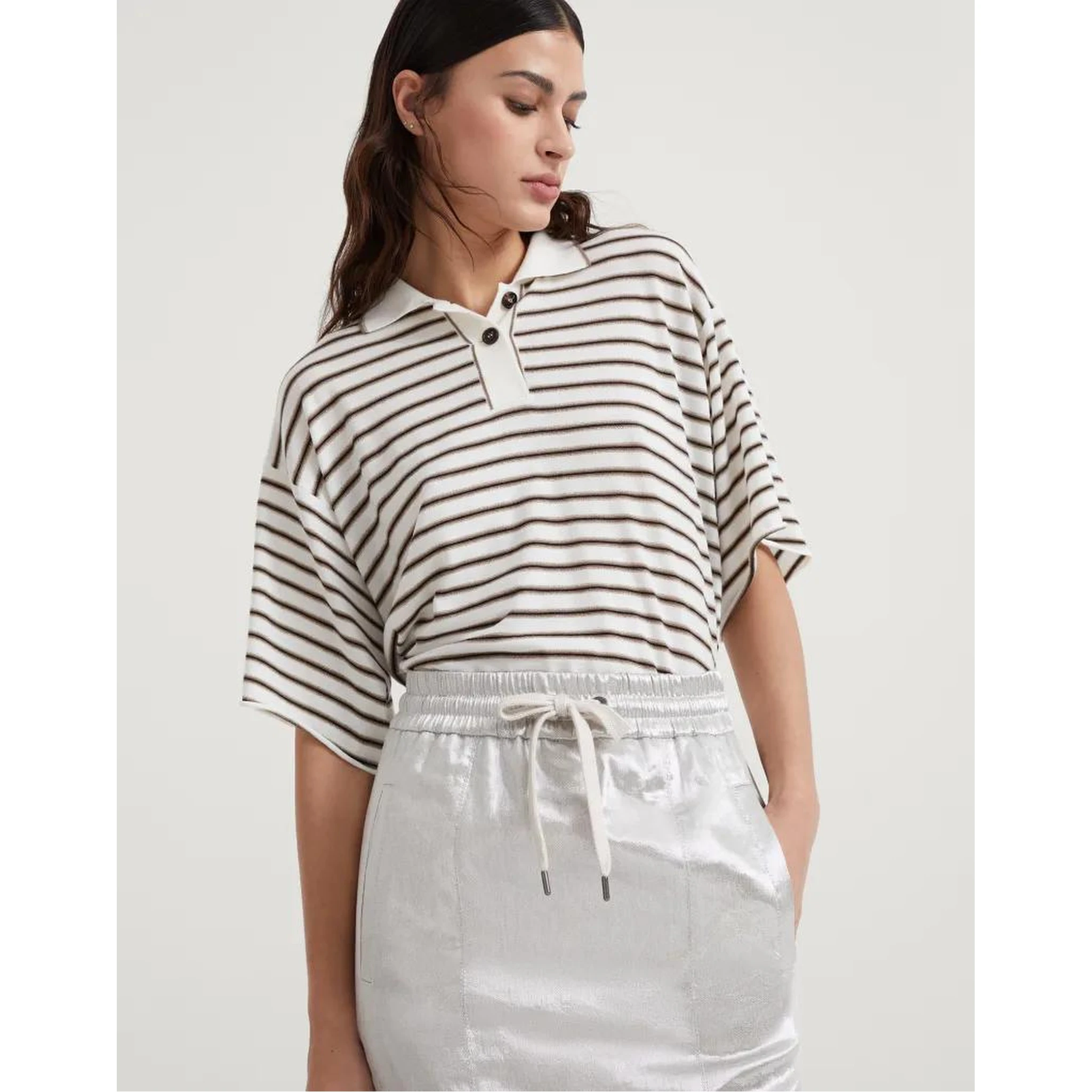 Silver Linen Long Skirt