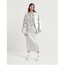 Silver Linen Long Skirt