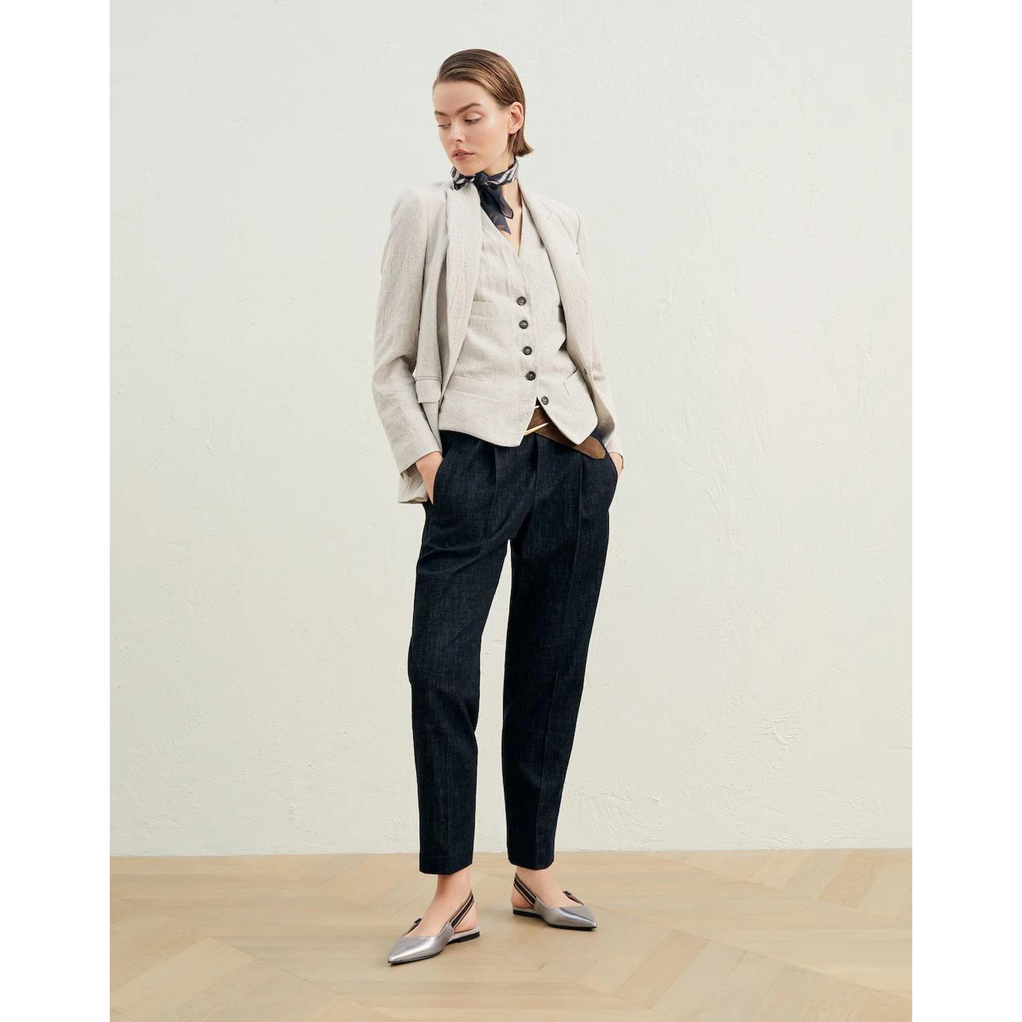 Black Cotton Casual Pants