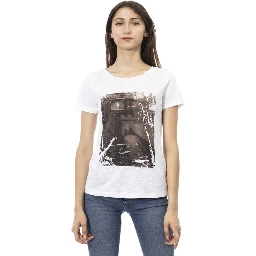 White Cotton Women T-Shirt