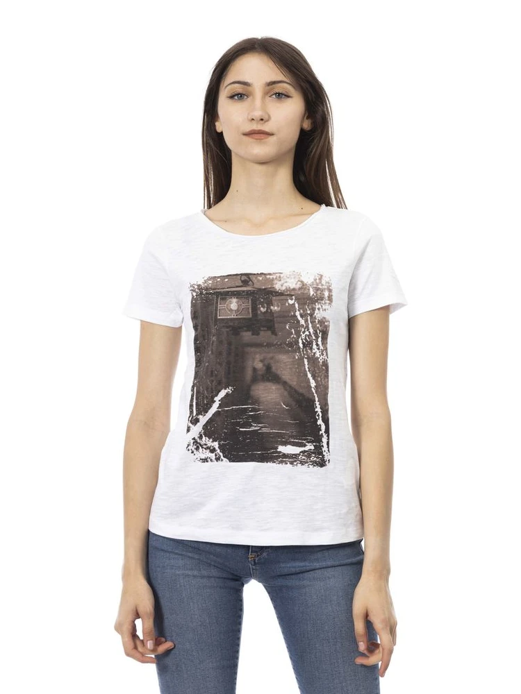 White Cotton Women T-Shirt