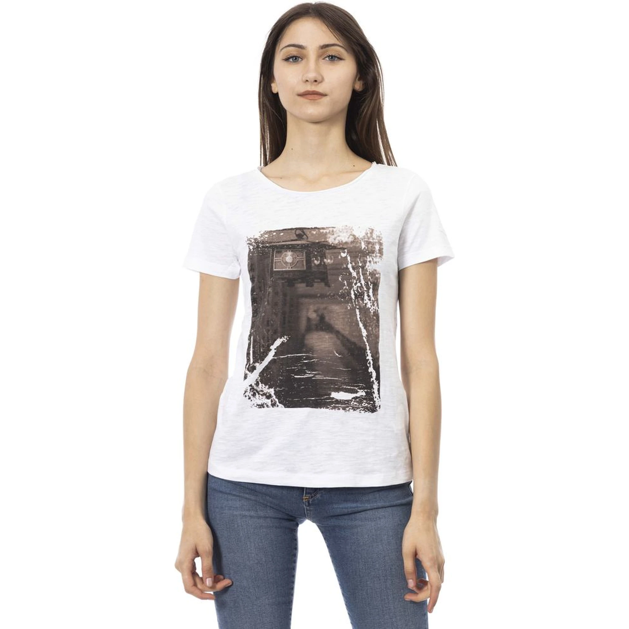 White Cotton Women T-Shirt