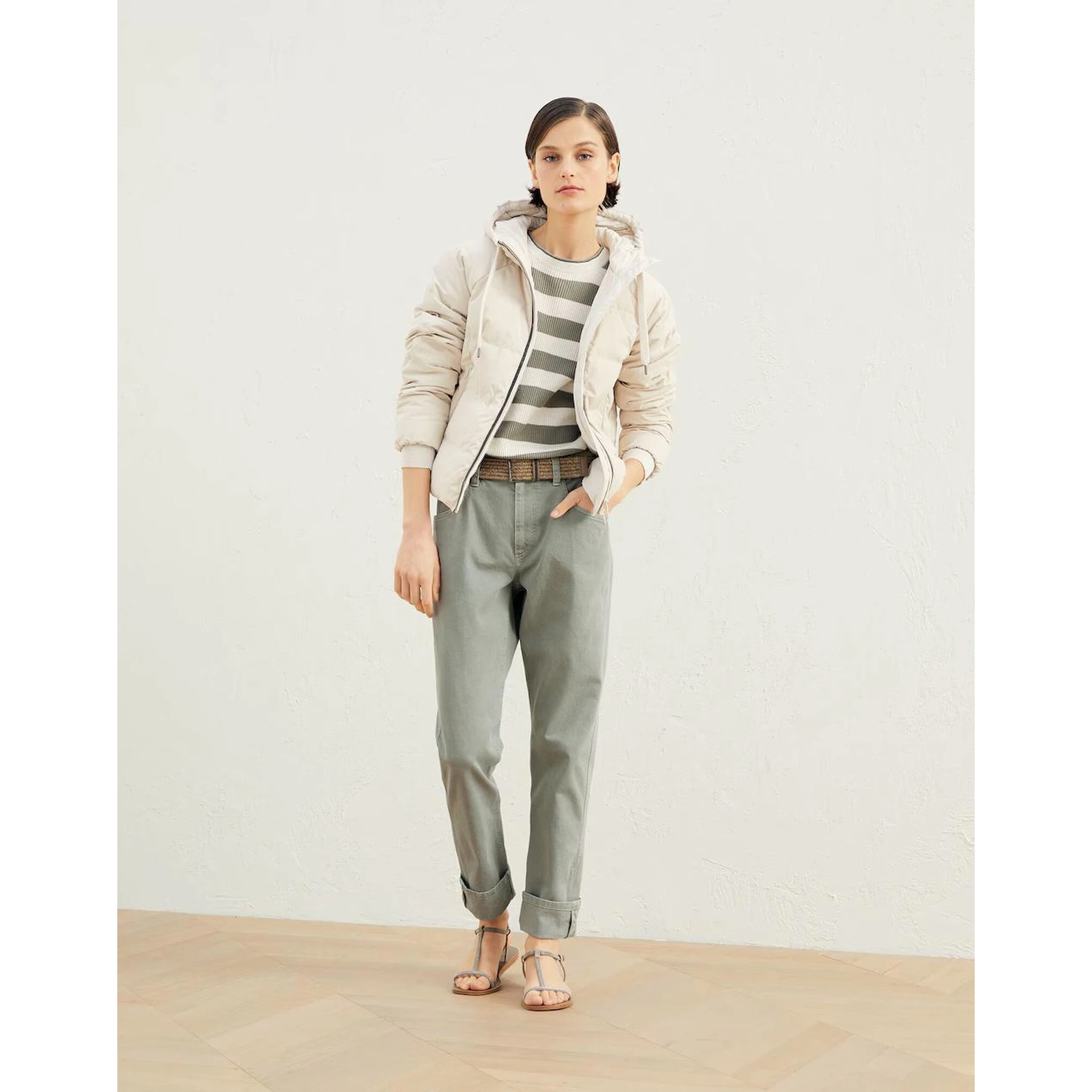 Green Cotton Casual Pants