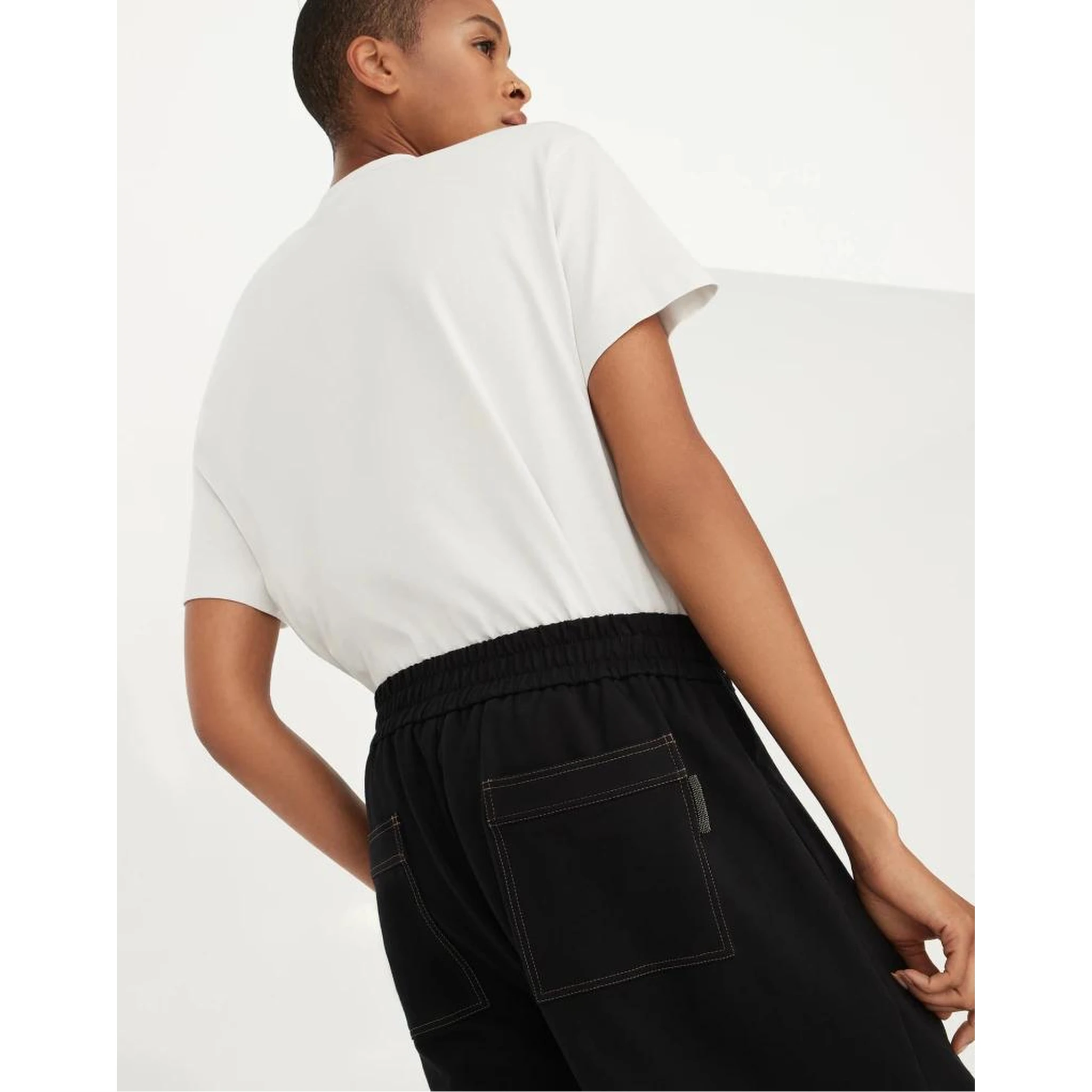 Black Cotton Casual Pants