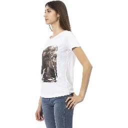 White Cotton Women T-Shirt