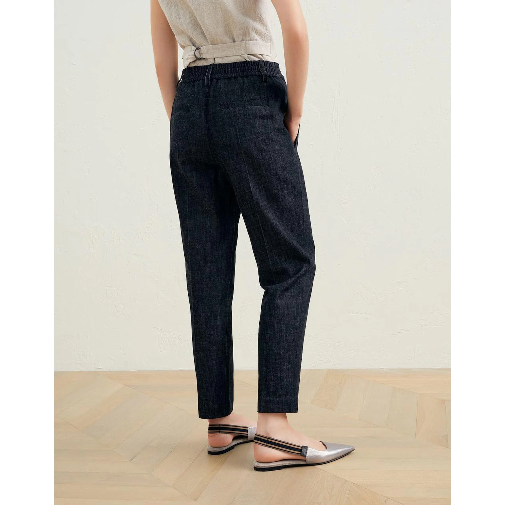 Black Cotton Casual Pants