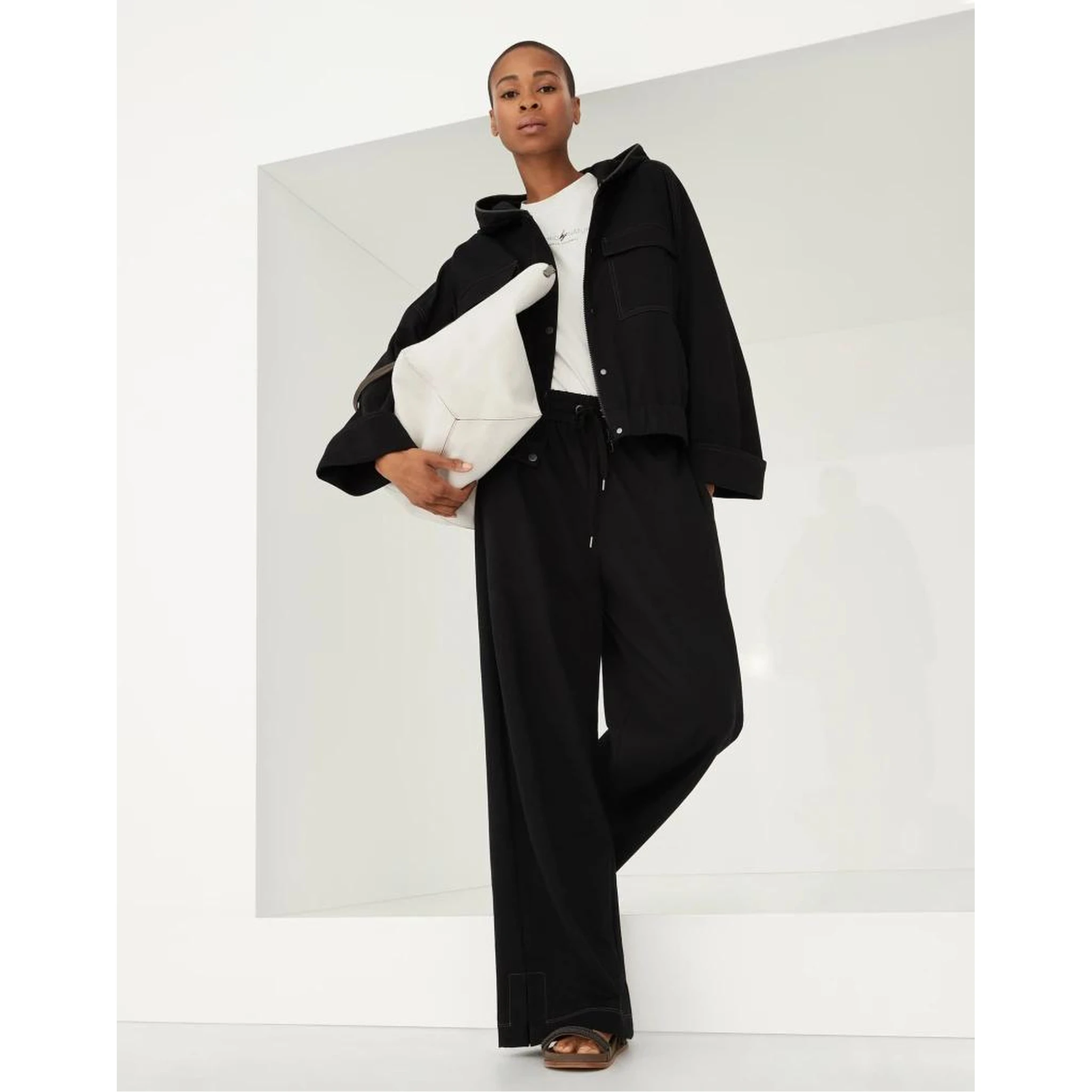 Black Cotton Casual Pants