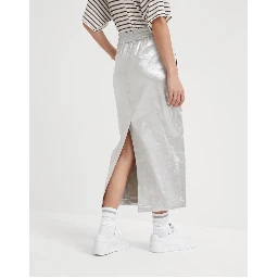Silver Linen Long Skirt