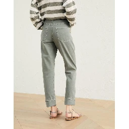 Green Cotton Casual Pants