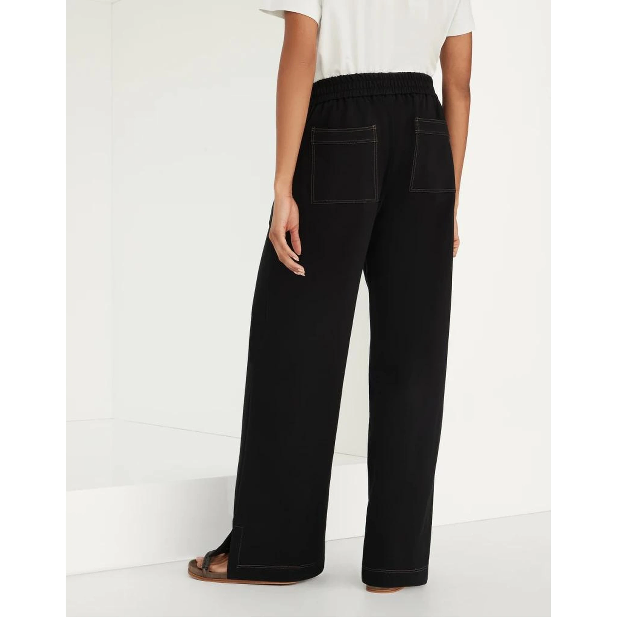 Black Cotton Casual Pants