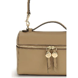Beige Calf Leather Bos Taurus Shoulder Bag