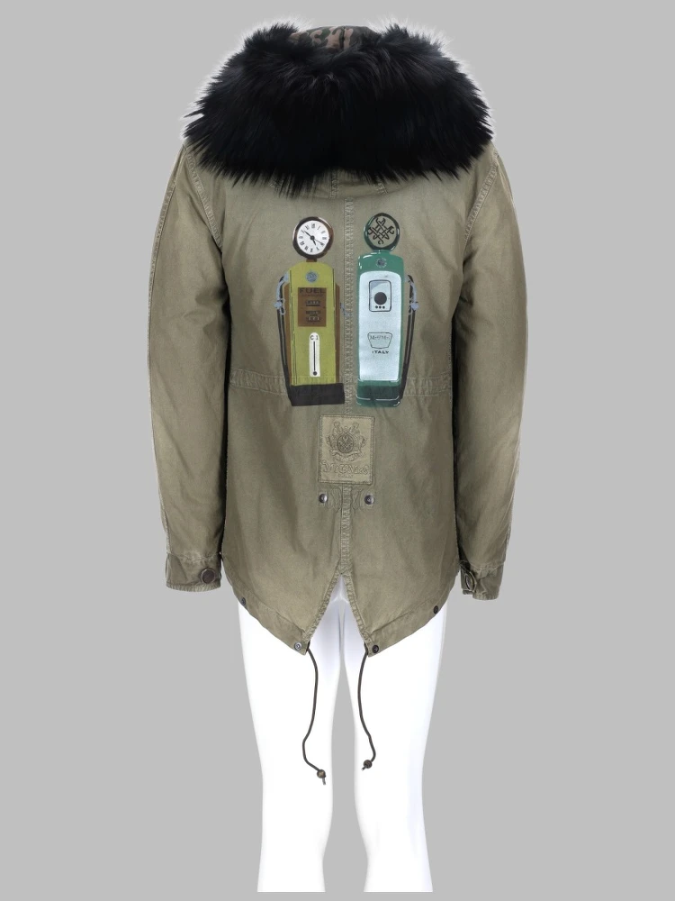 graphic print parka alternative