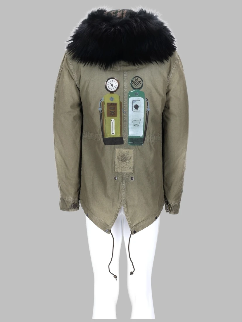 graphic print parka