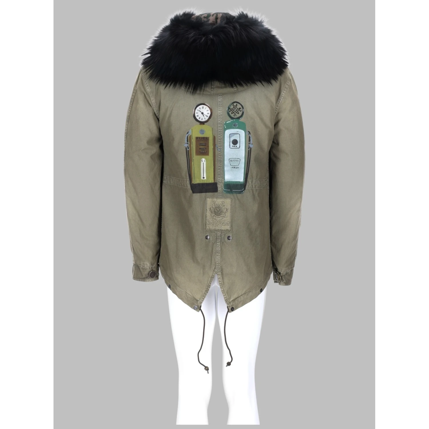 graphic print parka