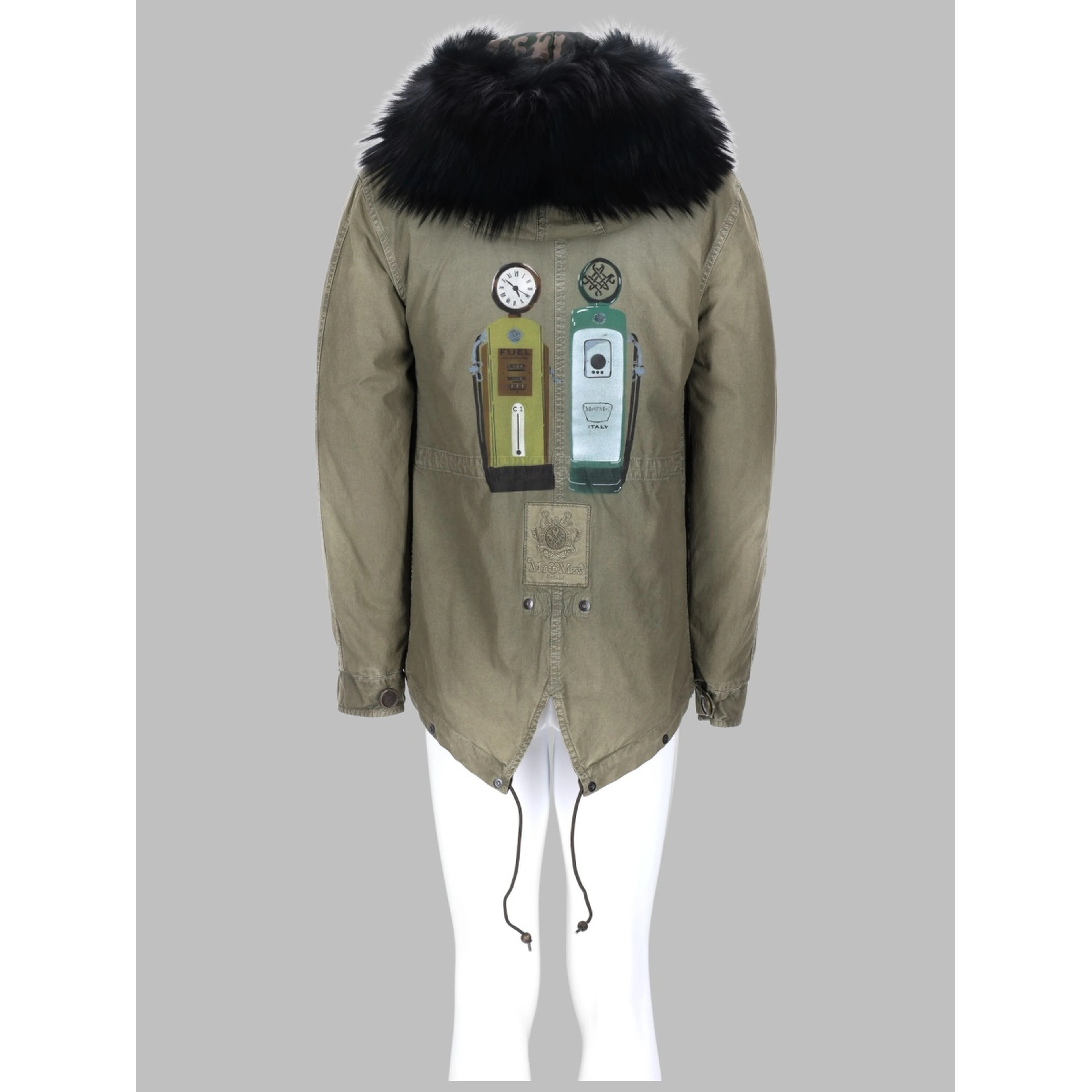 graphic print parka