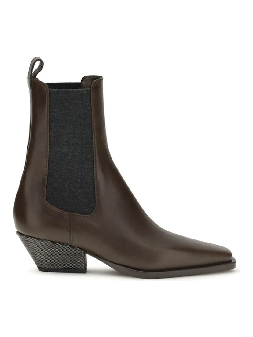 Brown Calf Leather Bos Taurus Ankle Boots
