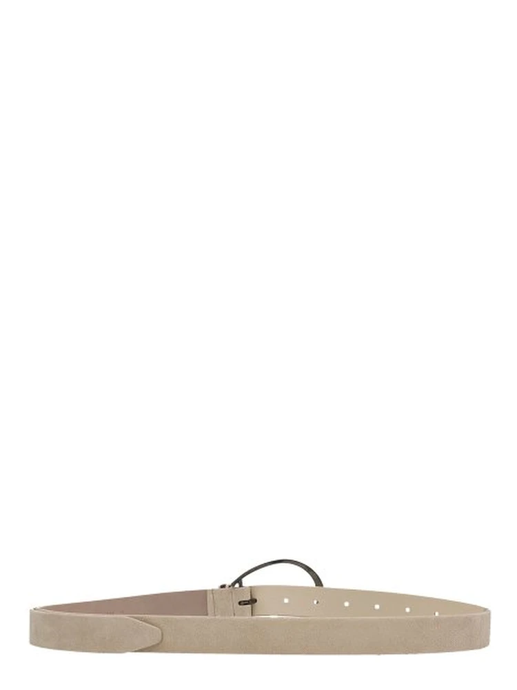 Beige Leather Regular Belt