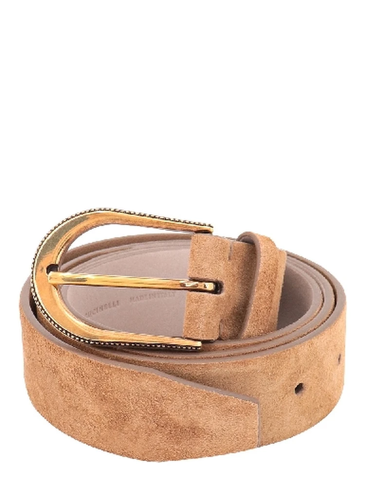 Beige Leather Regular Belt